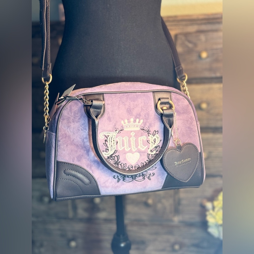 Juicy Couture Heritage Bowler in Dusty Violet / Chocolate